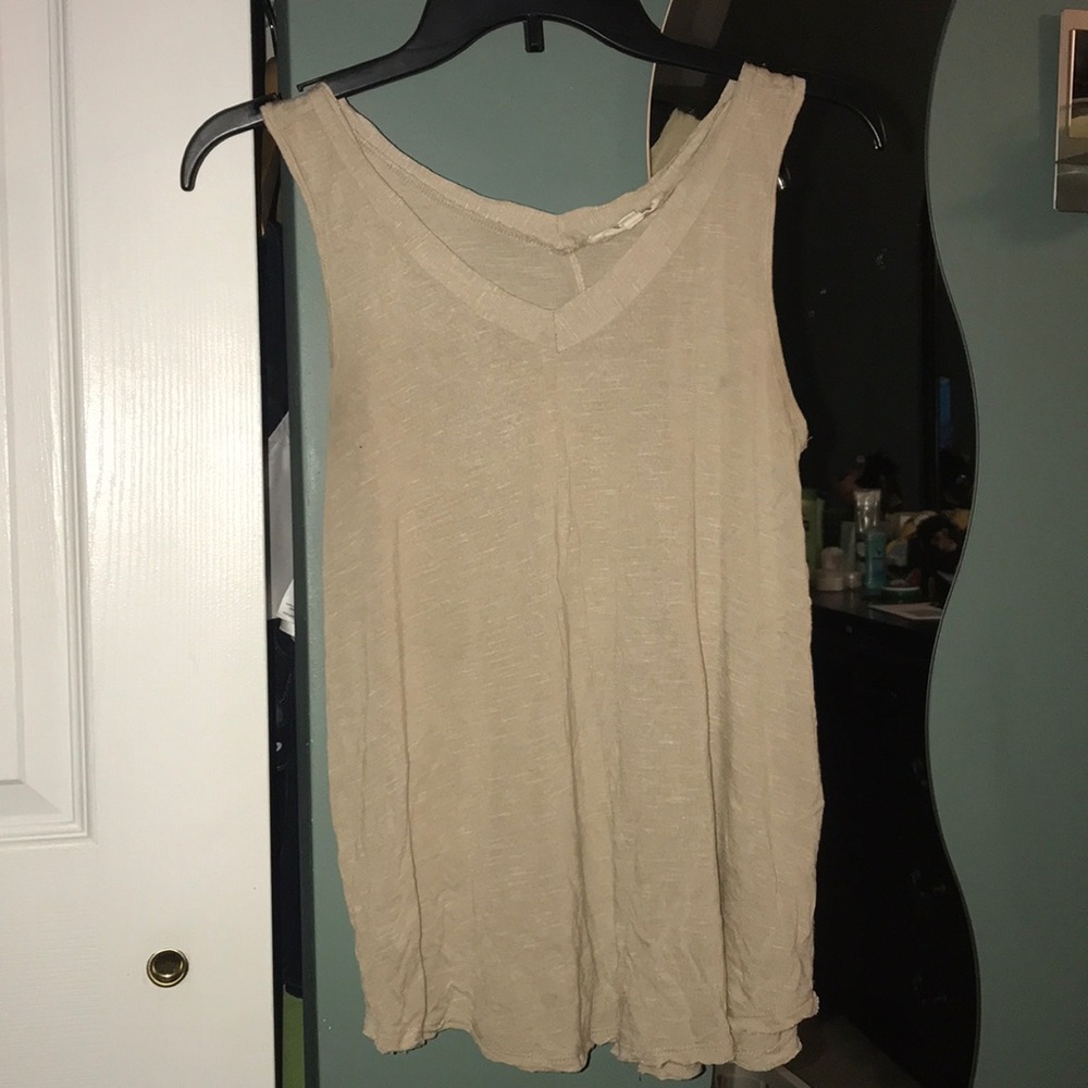 A beige tank top.